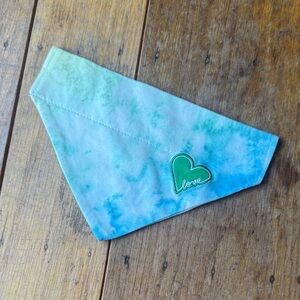 Tie-Dye Dog Bandana for Collar with Heart Patch